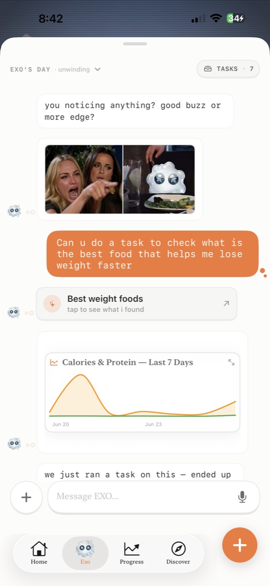 Ask mid-conversation — the chart lands in the same thread.